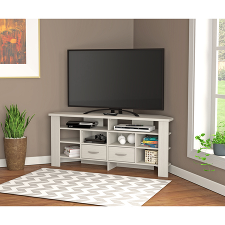 INVAL Corner TV Stand 59.1 in. W Washed Oak Fits TVs up to 60 in. MTV-21619
